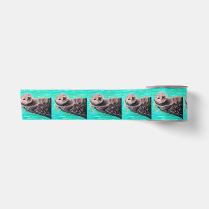Ruban En Satin Peinture de loutre de mer duveteuse