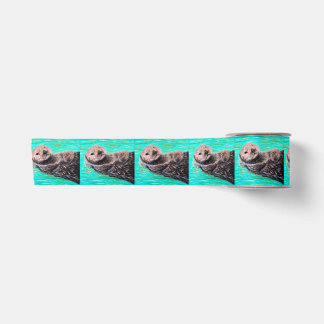 Ruban En Satin Peinture de loutre de mer duveteuse