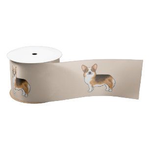 Ruban En Satin Pembroke Welsh Corgi Tricolore à Tête Rousse Chien