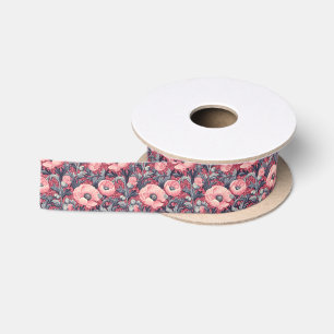 Ruban En Satin Pépites roses vintages florales