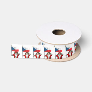 Ruban En Satin Père Noël Doux Avec Drapeau De République Tchèque