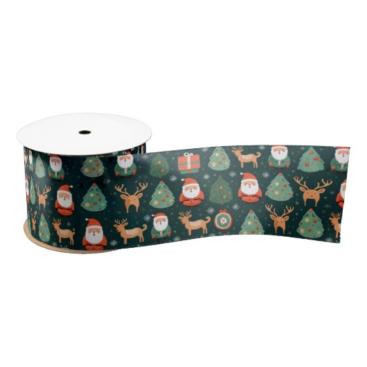 Ruban En Satin Père Noël et rennes (Bobine)