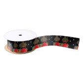 RUBAN EN SATIN PÈRE NOËL SLEIGH & REINDEER SATIN RIBBON (Bobine)