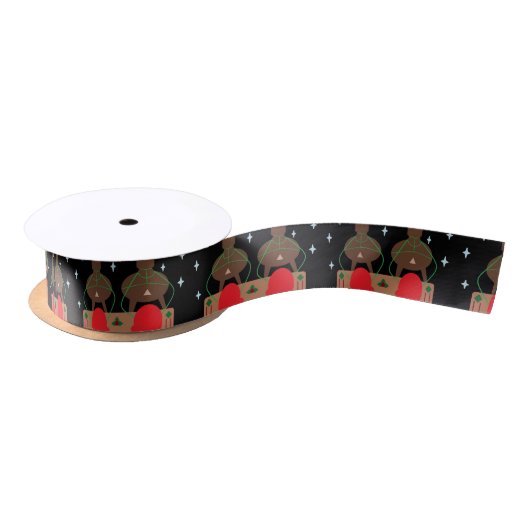 RUBAN EN SATIN PÈRE NOËL SLEIGH & REINDEER SATIN RIBBON (Bobine)