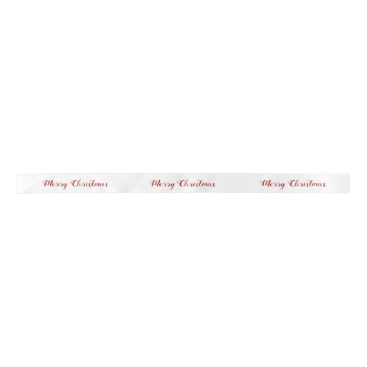 Ruban En Satin Personalized Red White Merry Christmas Script (Devant)