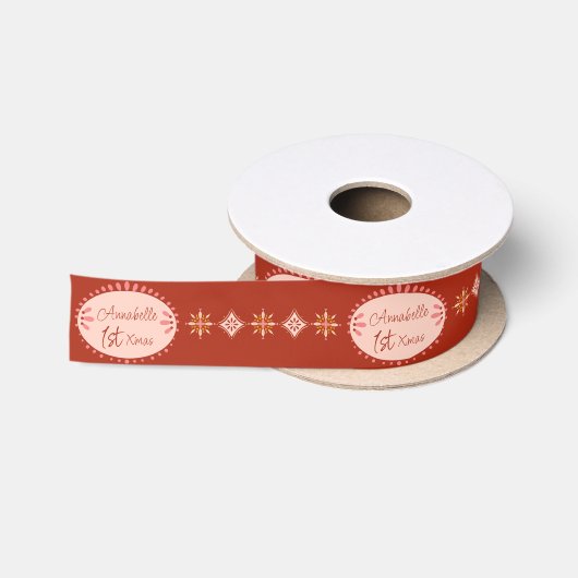 Ruban En Satin Personnalise le motif de luxe de Noël (Bobine)