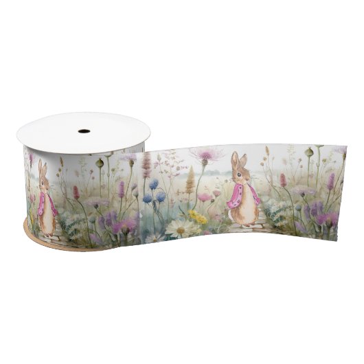 Ruban En Satin Peter lapin Flopsy dans le jardin fleur sauvage (Bobine)