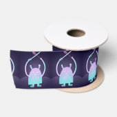 Ruban En Satin Petit Monstre Bleu Mignon (Bobine)