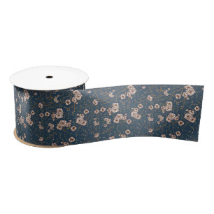 Ruban En Satin Petites fleurs bleu clair motif