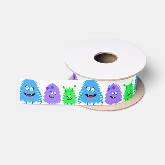 Ruban En Satin Petits monstres mignons (Bobine)