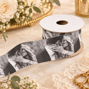 Ruban En Satin Photo personnalisé mariage moderne fiançailles