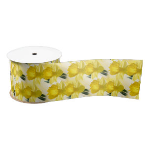 Ruban En Satin Photographie florale Motif des jonquilles jaunes
