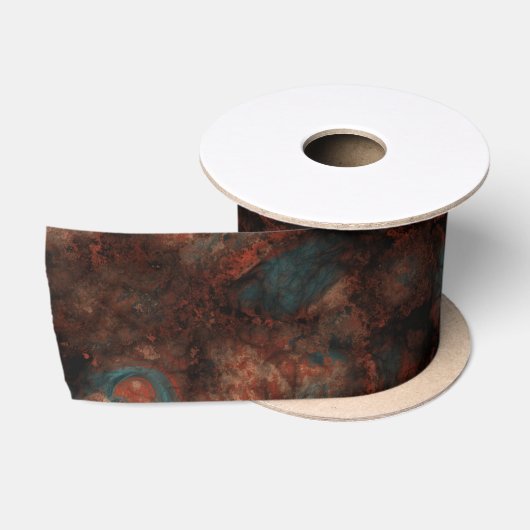 Ruban En Satin Pierre de rouille et de turquoise (Bobine)