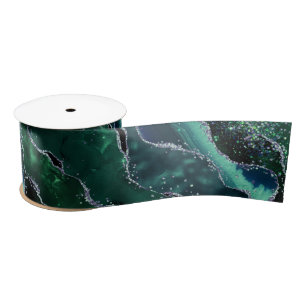 Ruban En Satin Pierre précieuse de luxe Émeraude Paillettes Agate