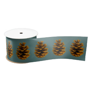 Ruban En Satin Pinecone nature rustique brun turquoise