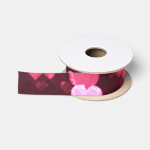 Ruban En Satin Pink Bokeh Hearts papier peint Arrière - plan numé