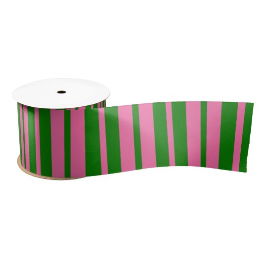 Ruban En Satin Pink Green Stylish Stripes Pattern Design 