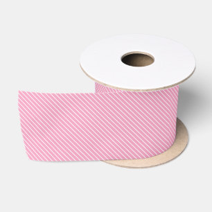 Ruban En Satin Pinstripes diagonales - rose coquille et blanc