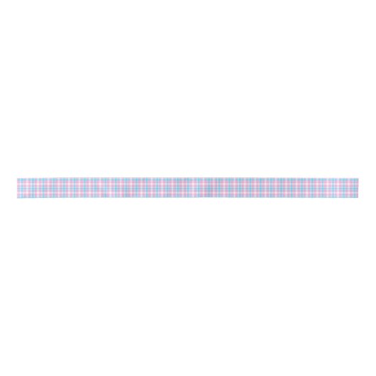 Ruban En Satin Plaid bleu-clair, rose et blanc (Devant)