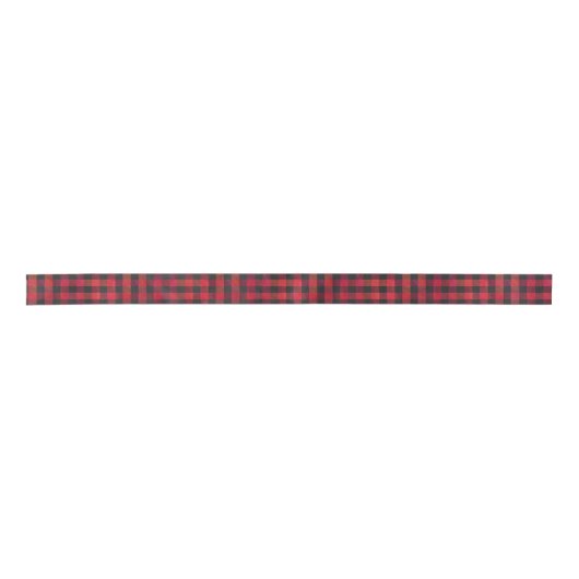 Ruban En Satin Plaid Checkered rouge et noir (Devant)