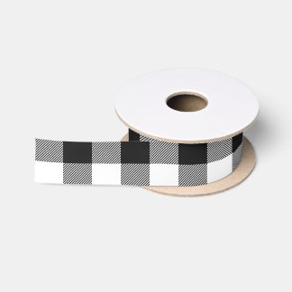 Ruban En Satin Plaid de buffle noir et blanc