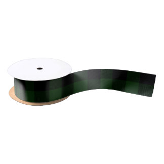 Ruban En Satin Plaid de buffle vert et noir