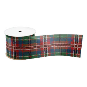 Ruban En Satin Plaid Green et Red Tartan Clan MacCulloch Holiday