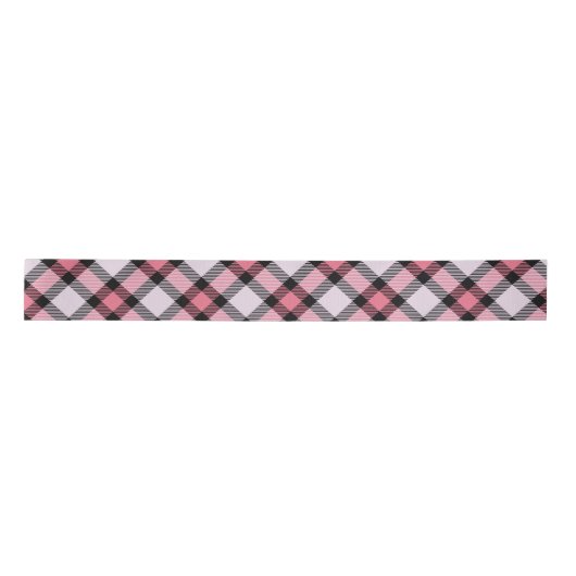 Ruban En Satin Plaid rose et noir (Devant)