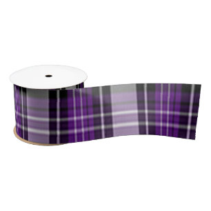 Ruban En Satin Plaid Violet Et Noir