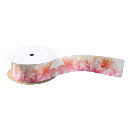 Ruban En Satin Plumeria Fleurs Ribbon rose et orange (Bobine)
