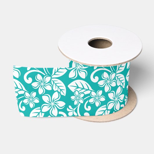 RUBAN EN SATIN PLUMÉRIE DE L'ÎLE (TURQUOISE) (Bobine)