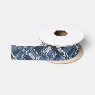 Ruban En Satin Poche Et Tresses En Denim Distressé Sombre