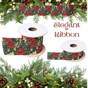 Ruban En Satin Poinsettia inspiré de William Morris classique
