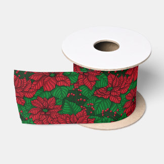 Ruban En Satin Poinsettia, motif de Noël