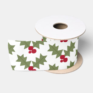 Ruban En Satin Poinsettias de Noël avec Blancs