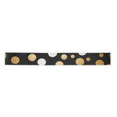Ruban En Satin Point Polka Noir et Blanc Accentué Or Classique (Devant)
