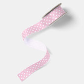 Ruban En Satin Pointillisme Classique Blanc - Rose Clair (Dos)