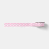 Ruban En Satin Pointillisme Classique Blanc - Rose Clair (Devant)