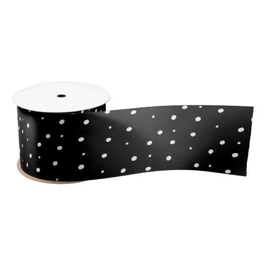 Ruban En Satin Points blancs sur le noir (Bobine)