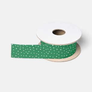 Ruban En Satin Points de neige verts et blancs pour les fêtes