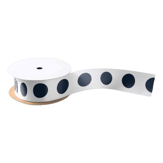 Ruban En Satin Points noirs bleu marine foncé (Bobine)