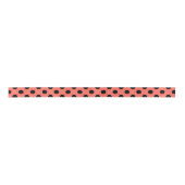 Ruban En Satin Points noirs sur corail vivant (Devant)