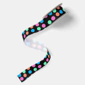 Ruban En Satin Points Pastel Printemps sur Noir (Dos)