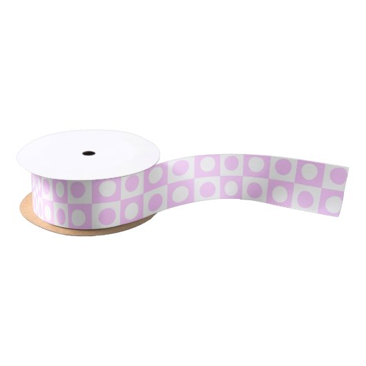 Ruban En Satin Points rose Pastel et Motif Carré (Bobine)