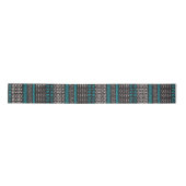 Ruban En Satin Points Turquoises noirs Zigzags Motif (Devant)