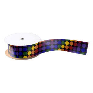 Ruban En Satin Pois arc-en-ciel en noir
