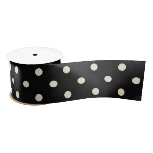Ruban En Satin Pois blancs antiques en noir