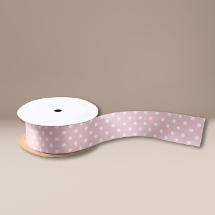 Ruban En Satin Pois blancs roses