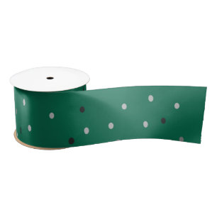 Ruban En Satin Pois d'argent sur vert
