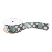 Ruban En Satin Pois Pastel Mint & Grey avec Monogramme personnali (Bobine)